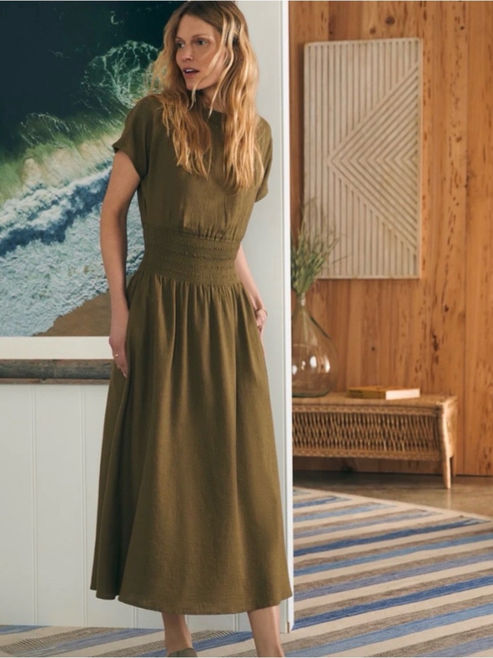 FAHERTY Coast to Coast Midi Dress Olive